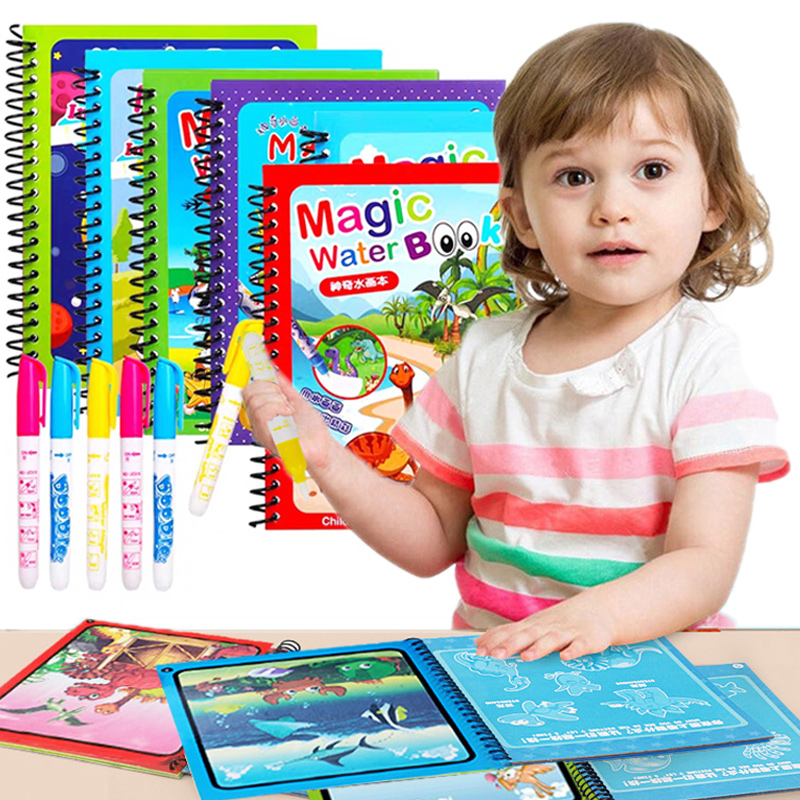 Reusable Water Magic Coloring Book - Juguetes Montessori, libro para colorear reutilizable,