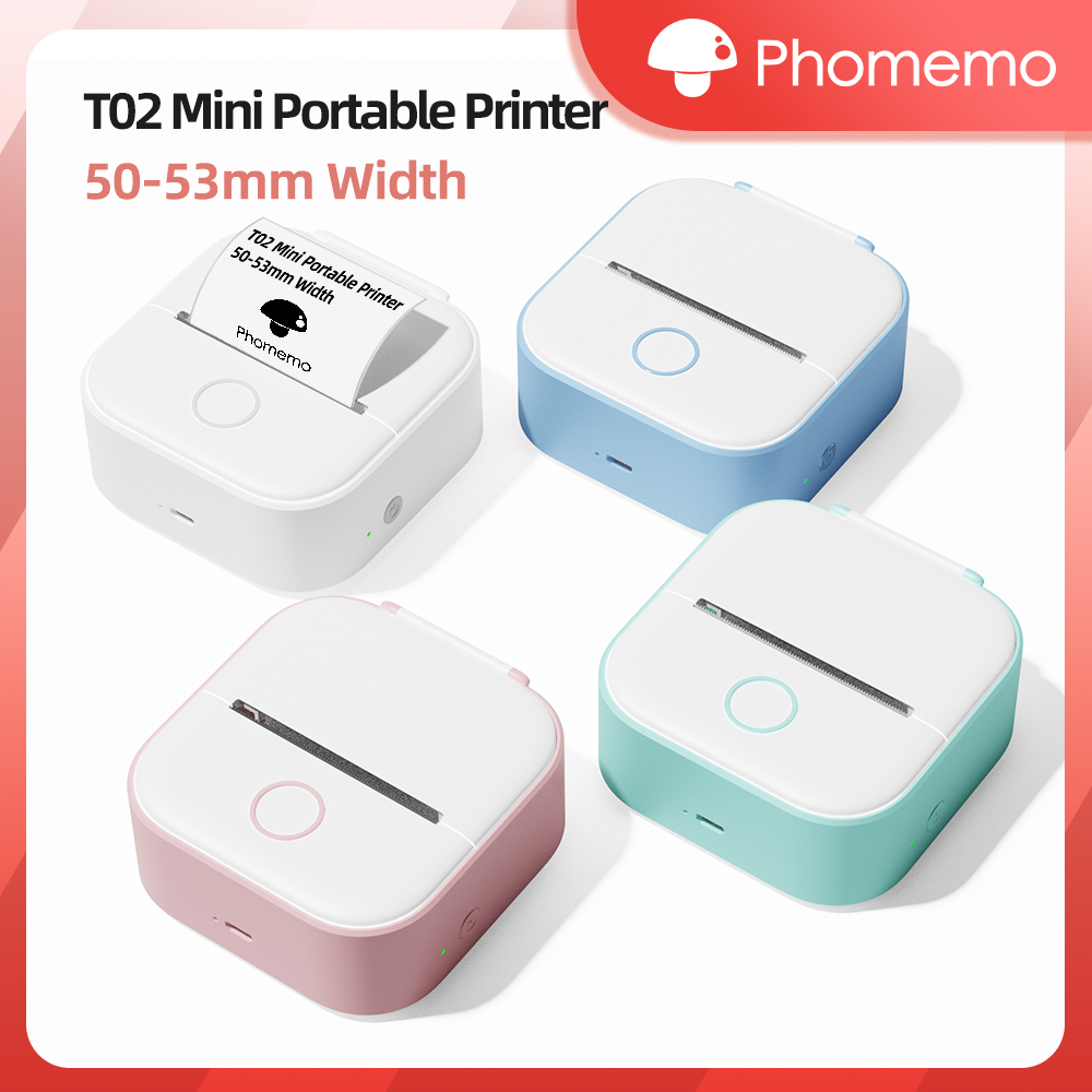 Mini Pocket Thermal Printer Paper Roll - Phomemo-Impresora térmica de bolsillo T02, dispositivo