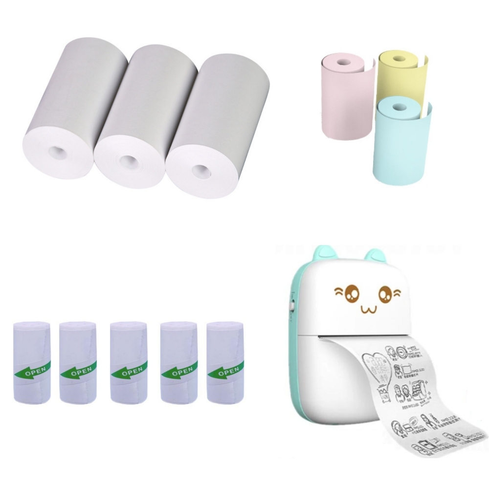 Mini Pocket Thermal Printer Paper Roll - Papel térmico adhesivo de 57x25MM, papel