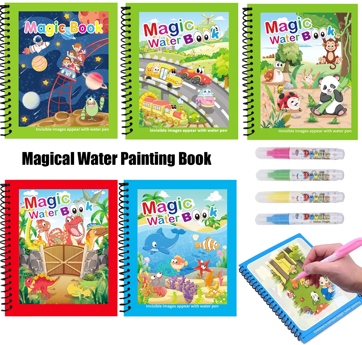 Reusable Water Magic Coloring Book - Libros mágicos reutilizables para dibujar con