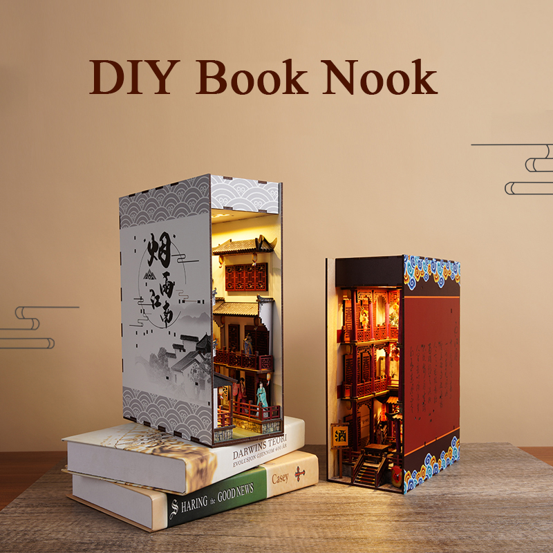 Diy Wooden Book Nook Kit Shelf Insert - Kits de estanterías DIY para rincón