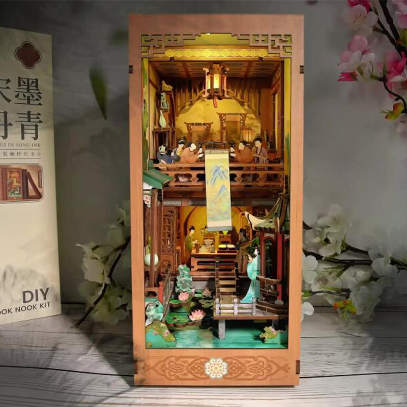Diy Wooden Book Nook Kit Shelf Insert - Kit de inserción de estante de
