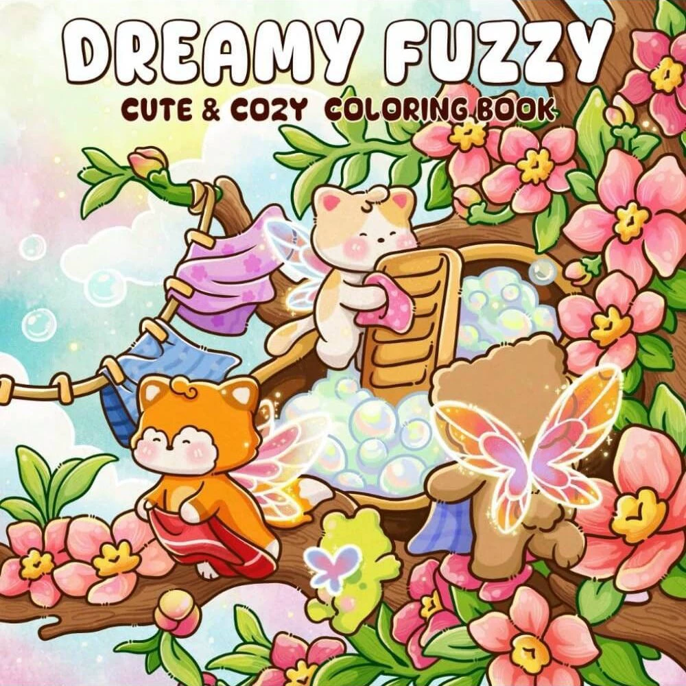 Adult Coloring Book Stress Relief - Libro para colorear Dreamy Fuzzy, lindo