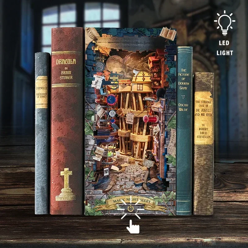 Retro DIY Magic Night Alley li - Diy Wooden Book Nook Kit Shelf Insert reseña y precio