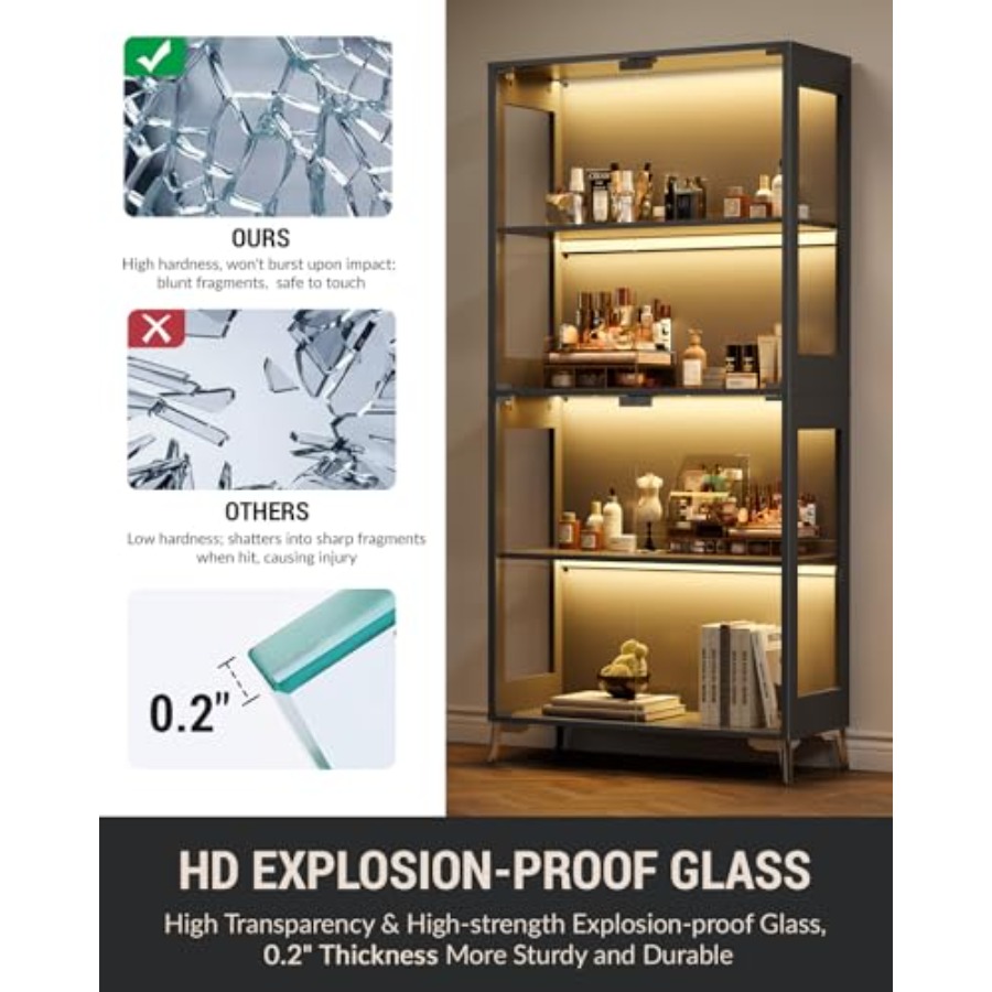Vitrina de cristal con puertas - Books reseña y precio
