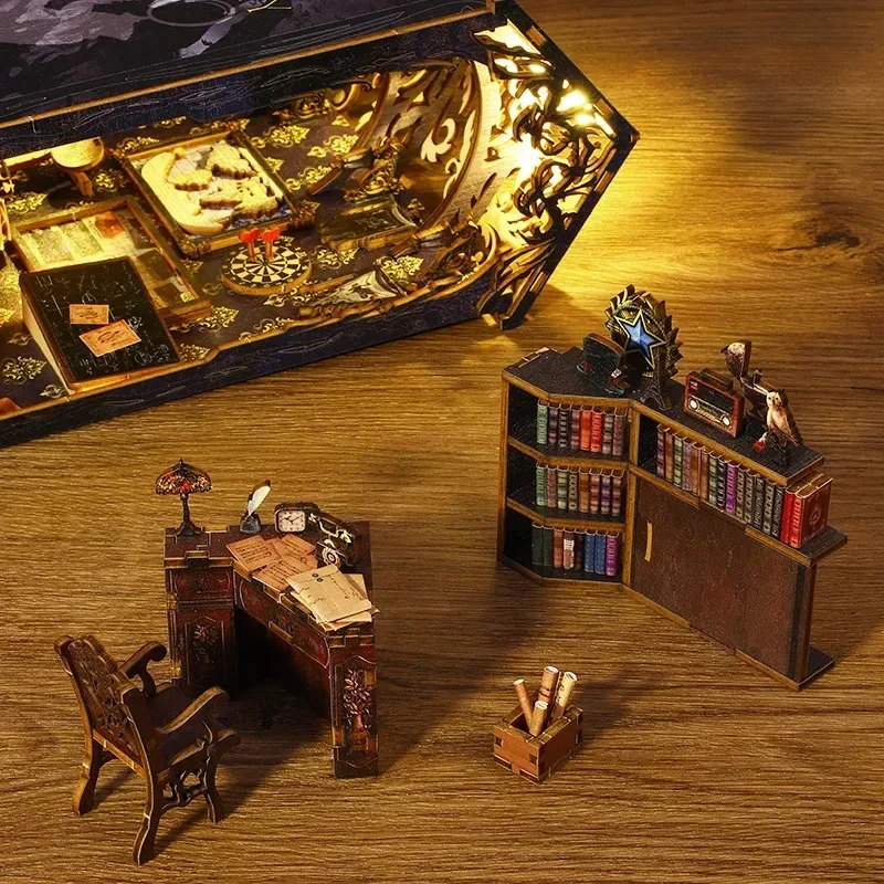 Kit de Miniaturas Retro DIY pa - Diy Wooden Book Nook Kit Shelf Insert reseña y precio